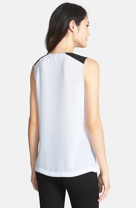 Chaus Colorblock Drape Front High/Low Top