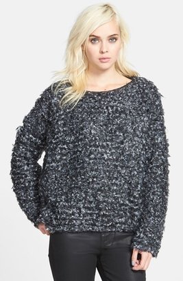 Echo Chain Trim Faux Fur Sweater