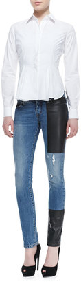 McQ Faux-Leather Patch Skinny Jeans