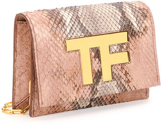 Tom Ford TF Small Python Flap Crossbody Bag, Nude Multi