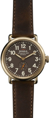 Shinola The Runwell Yellow Gold Watch with Brown Leather Strap, 41mm