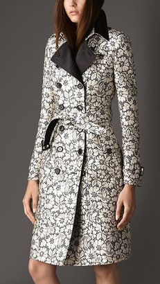 Burberry Long Lace Jacquard Trench Coat