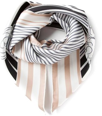 Chanel Vintage striped logo print scarf