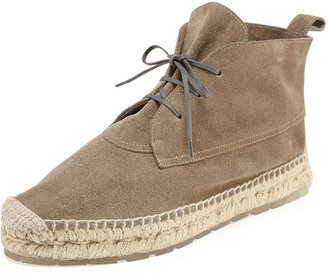 Balenciaga Suede Espadrille Ankle Boot, Gris Galet