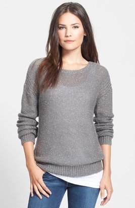 Halogen Metallic Knit Crewneck Sweater