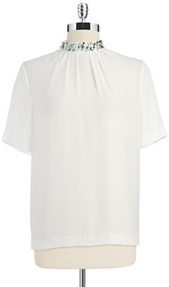 Vince Camuto Mock Turtleneck Blouse with Jewels