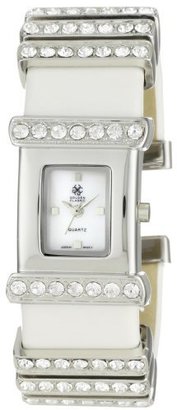 Golden Classic Women's 5102_wht "Posh Palette" Leather Bangle Band Rhinestone Accented Watch