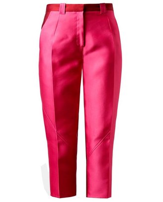 OSTWALD HELGASON Colour-blocked Silk-blend Cropped Trousers