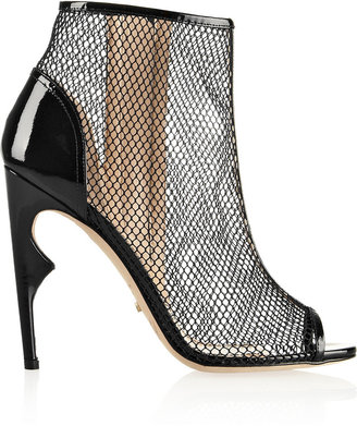 Jerome C. Rousseau Notte patent leather-trimmed net ankle boots