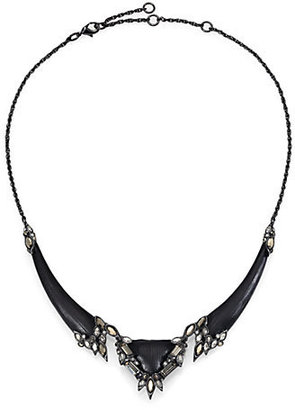 Alexis Bittar Cubist Lucite & Crystal Deco Punk Sectioned Bib Necklace