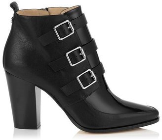 Jimmy Choo Hutch Black Textured Leather and Patent Ankle Boots