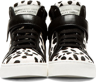 Marc by Marc Jacobs Black & White Calf-Hair Spotted Cute Kicks Sneakers