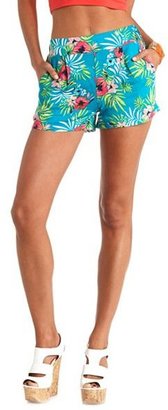 Charlotte Russe Tropical Print High-Waisted Shorts