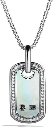David Yurman Color Classics Tag with Mother-of-Pearl and Diamonds on Chain