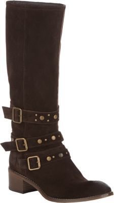 Barneys New York Studded-Strap Knee Boots-Brown