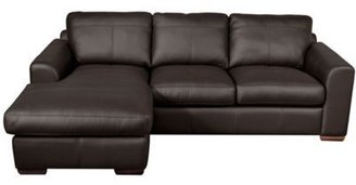 Debenhams Brown leather 'Gaucho' chaise corner sofa with dark wood feet