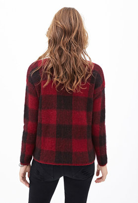 Forever 21 Forever21 Fuzzy Plaid Sweater