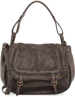 Frye Anna Hammered Leather Hobo Bag, Charcoal