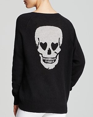 Aqua Cashmere Sweater - Luther Intarsia Skull