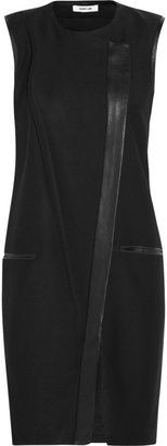 Helmut Lang Leather-trimmed twill dress