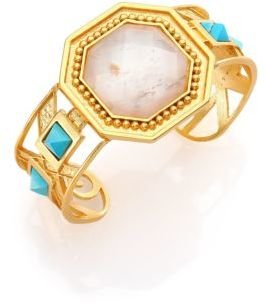 Stephanie Kantis Joy White Quartz & Turquoise Cuff Bracelet