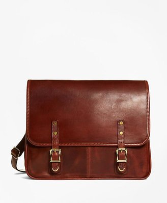 Brooks Brothers J.W. Hulme Leather Flap Messenger Bag