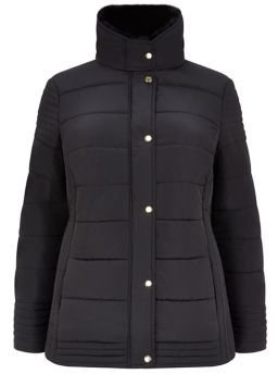 New Look Inspire Black Faux Fur Collar Padded Jacket