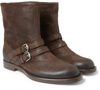 Gucci Burnished-Suede Double-Strap Boots