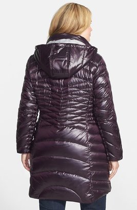 Laundry by Shelli Segal Quilted Down & Feather Walking Coat with Removable Hood (Plus Size)