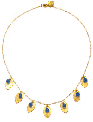 Wendy Mink Blue Agate & Gold Leaf Necklace
