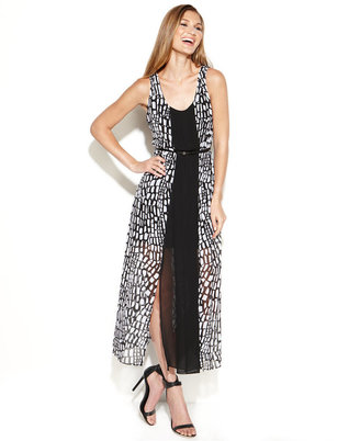 Calvin Klein Sleeveless Printed Colorblock Maxi Dress