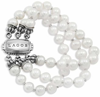 Lagos 18K Gold and Sterling Silver 3 Strand Freshwater Pearl Bracelet