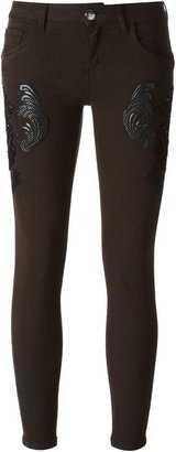 Blumarine embroidered skinny fit jeans