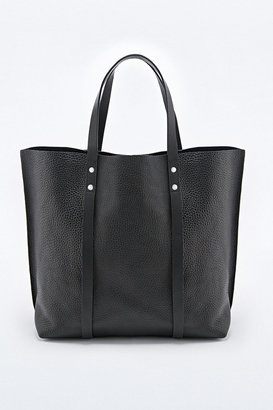 Structured Leather Tote Bag in Black
