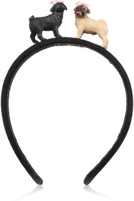 Piers Atkinson Lizzie 'n' Mekka pug-embellished velvet headband