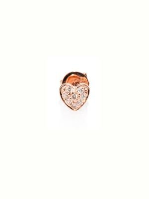 Sydney Evan Diamond & 14K Rose Gold Heart Single Stud Earring