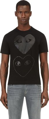 Comme des Garcons Play Black Two Heart Print T-Shirt