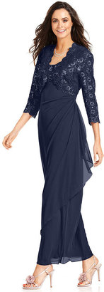 Alex Evenings Dress and Jacket, Sleeveless Sequined Lace Gown