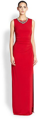 Laundry by Shelli Segal Embellished Matte Jersey Gown