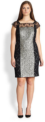 Kay Unger Kay Unger, Sizes 14-24 Contrast-Panel Lace Dress