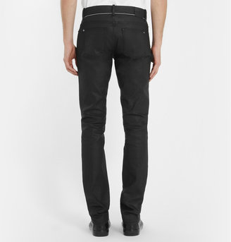 Balenciaga Slim-Fit Coated-Denim Jeans