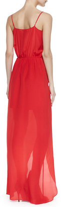Neiman Marcus Cusp by Draped Tulip Silk Maxi Dress, Red