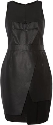 House of Fraser Label Lab Leather and chiffon structured dress