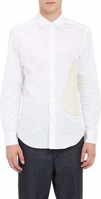 Loewe Men's Faux-Leather-Patch Shirt - White