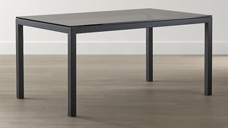 Crate & Barrel Grey Glass Top/ Dark Steel 48x28 Base Parsons High Dining Table
