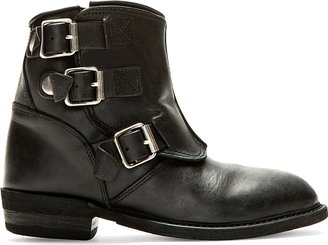 Golden Goose Black Leather Buckled-Guard Noha Boots