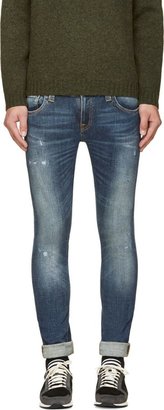 Nudie Jeans Blue Distressed Tight Long John Jeans