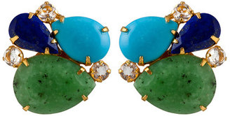 Bounkit Chrysoprase, Turquoise, Lapis, and Clear Quartz Earrings