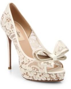 Valentino Couture Bow Lace Pumps
