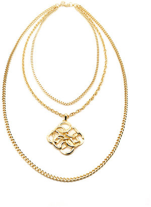 Ben-Amun Ben Amun Three Row Necklace with Pendant in Gold